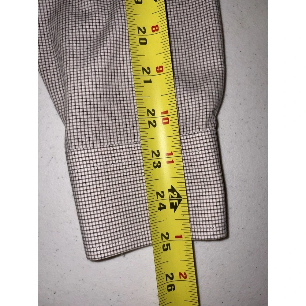 Banana Republic Non Iron Slim Fit M 15-15 1/2 Dress Shirt Brown Check